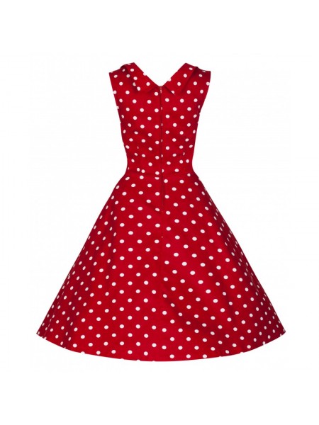Šaty Lindy Bop červené s bílým puntíkem