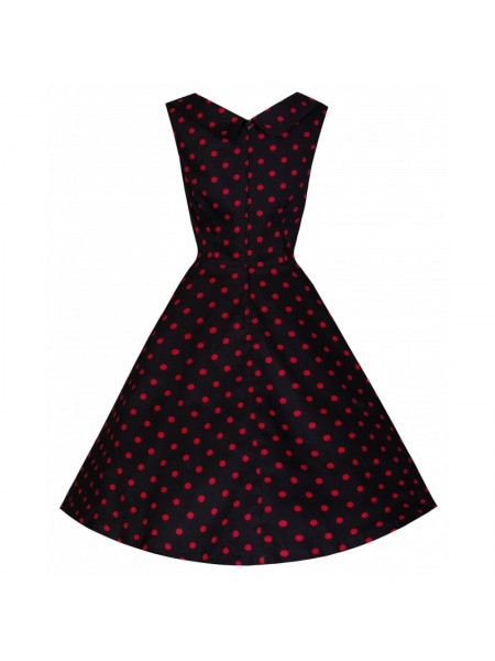 Šaty Lindy Bop černé s červeným puntíkem