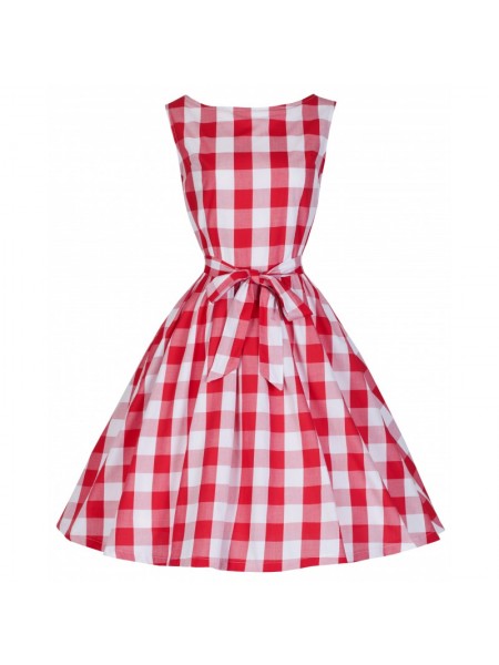 Šaty Lindy Bop vintage bílé s červenými pruhy