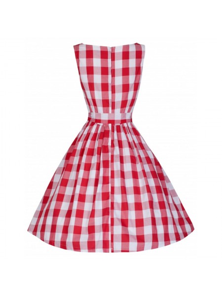 Šaty Lindy Bop vintage bílé s červenými pruhy