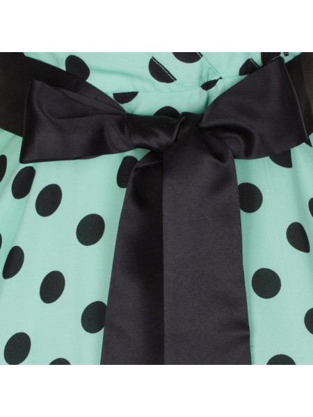 Šaty Lindy Bop mentolově zelené černý puntík 'Mary Ellen'