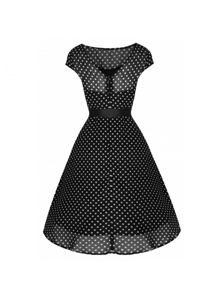 Šaty Lindy Bop černé s bílým puntíkem