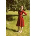 Šaty Lindy Bop červené s černým puntíkem